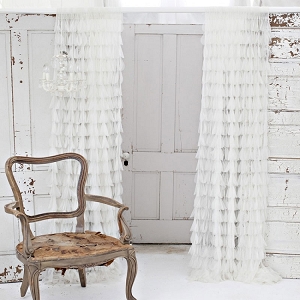Couture Dreams Chichi Solid White Petal Window Curtain