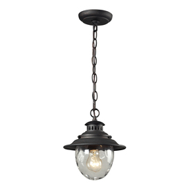 Westmore Lighting Farington 10-in Weathered Charcoal and Water Glass Outdoor Pendant Light