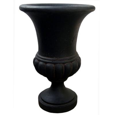null 20 in. x 29 in. Cast Stone Bulbous Urn in Aged Charcoal