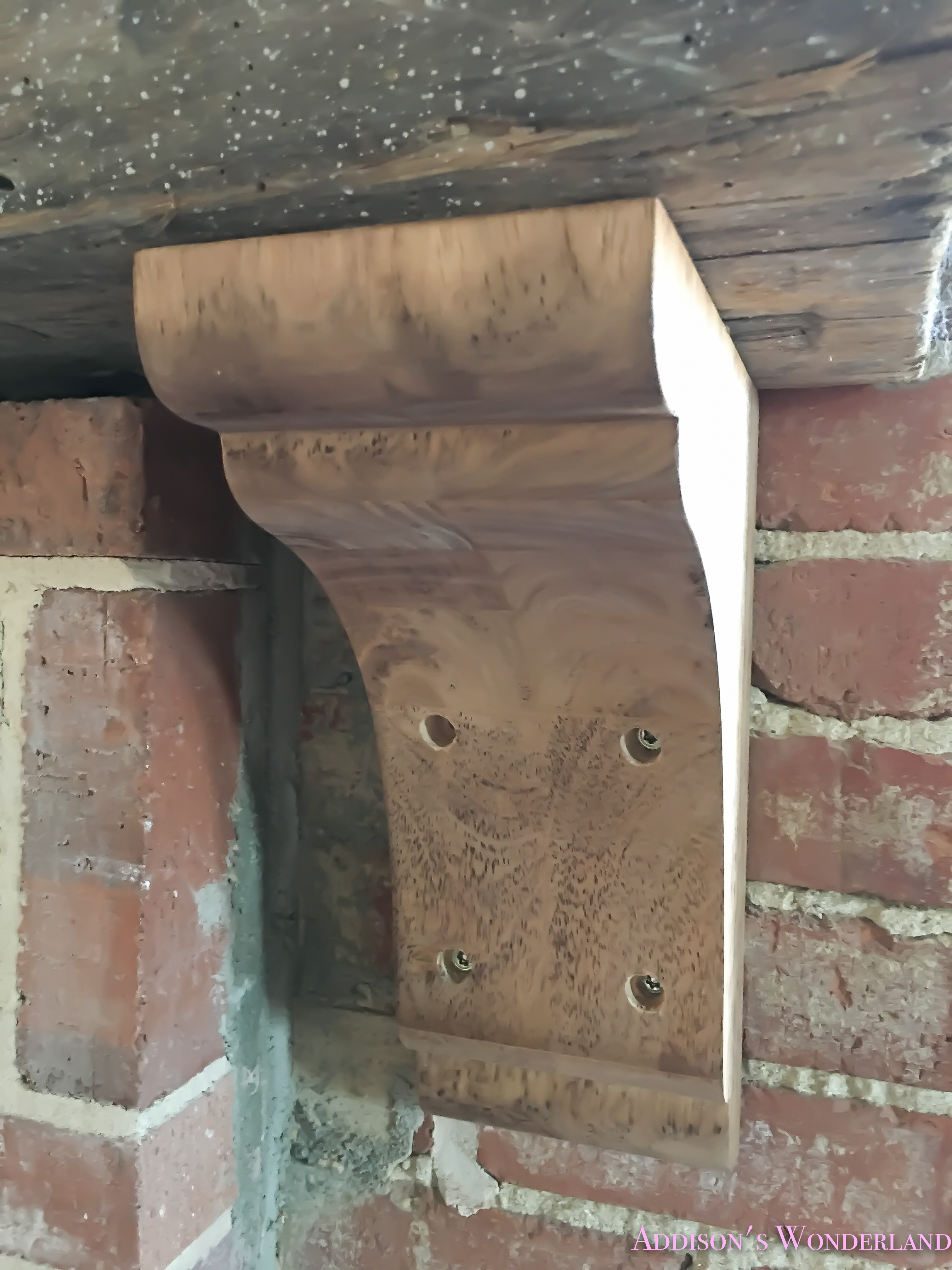 How To Install A Wood Beam Mantle Corbels Nailheads 6 Of 7