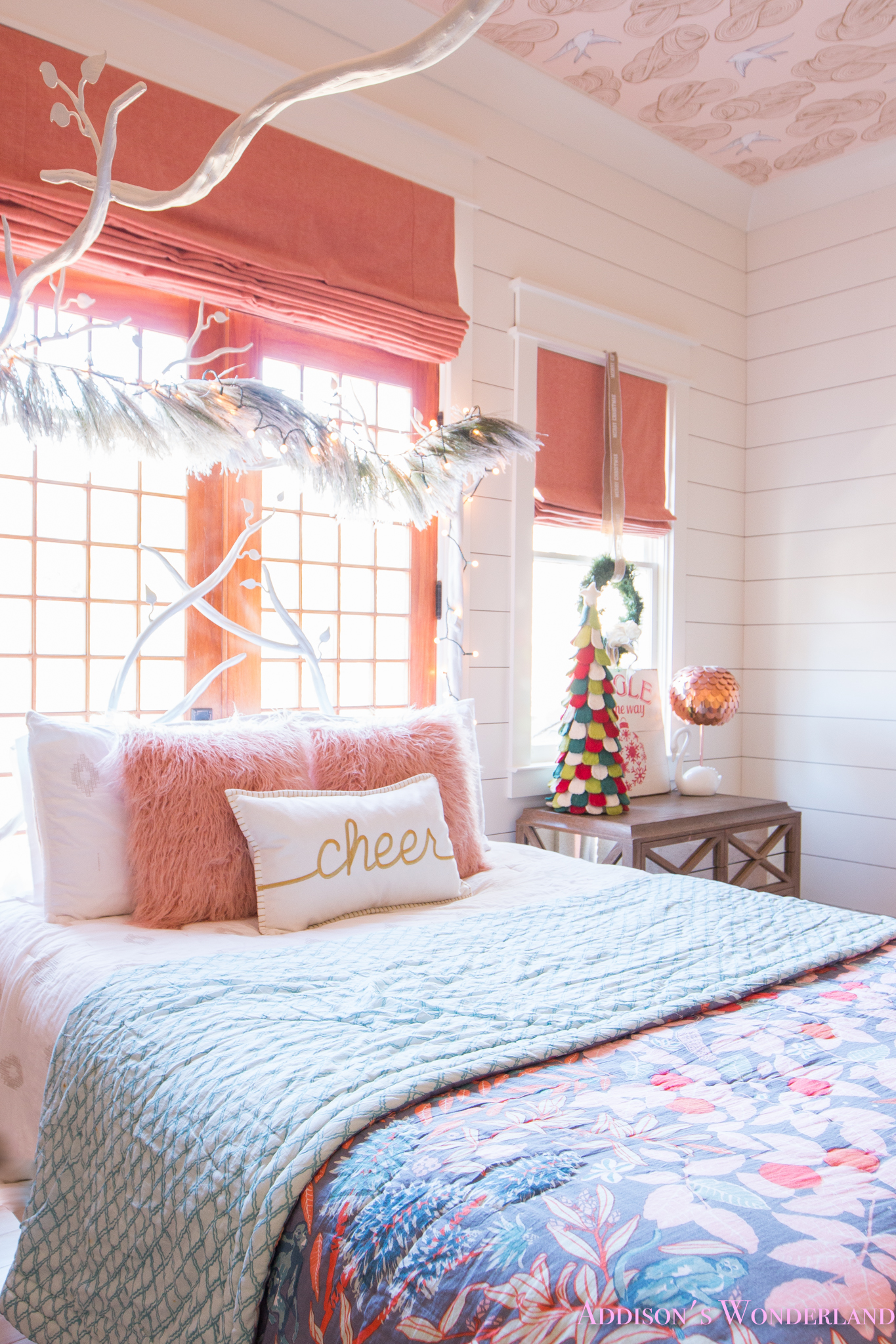 A Little Christmas Decor  in Addison s Coral Girl s Bedroom  