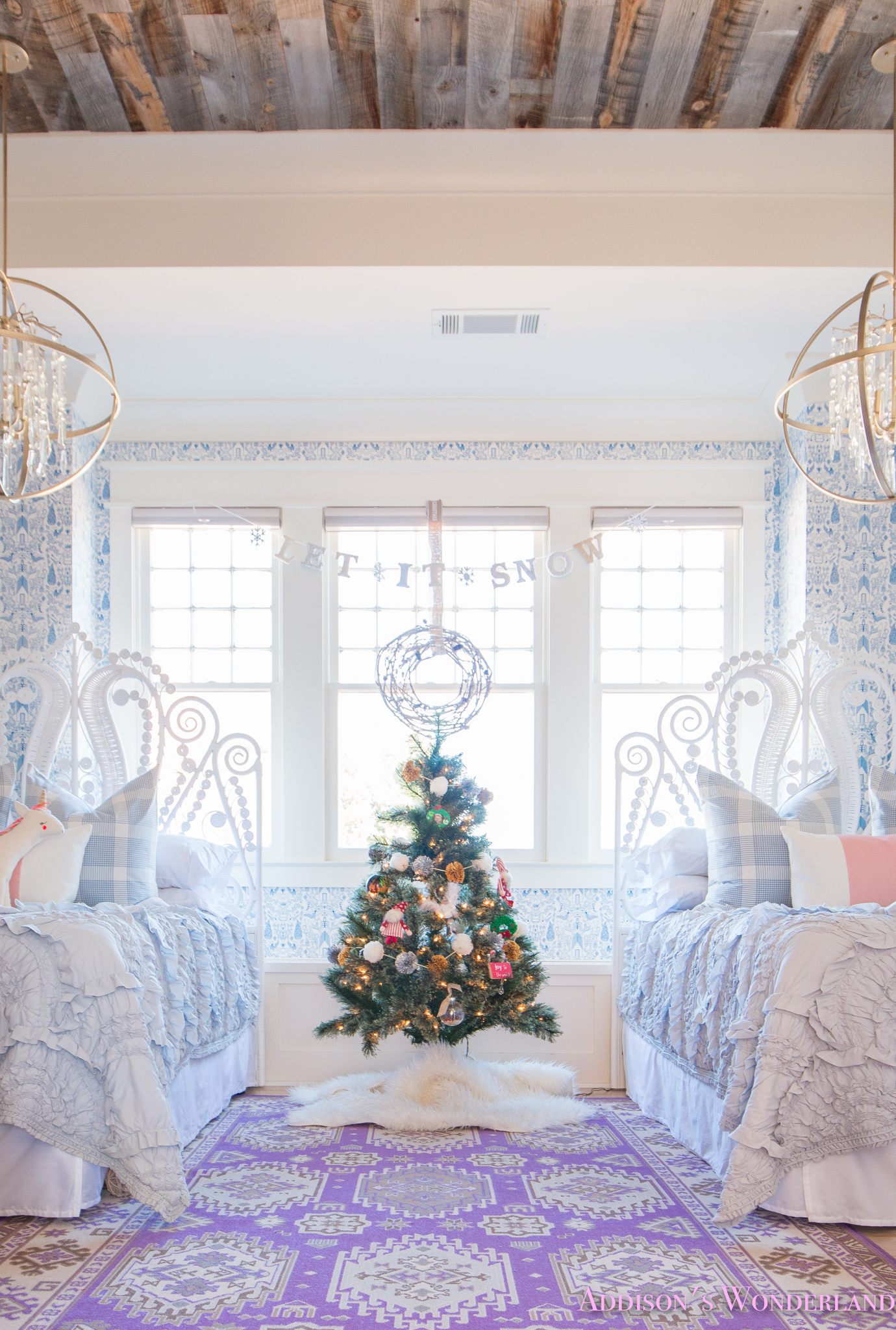 A Blue And White Little Girl S Bedroom Decked Out For