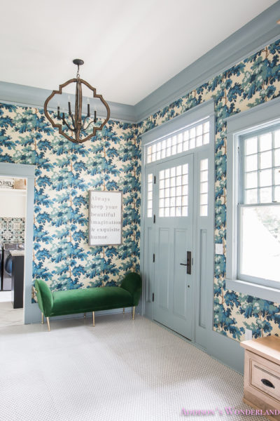 Our Dreamy Blue Wallpapered Mud Room - Addison’s Wonderland