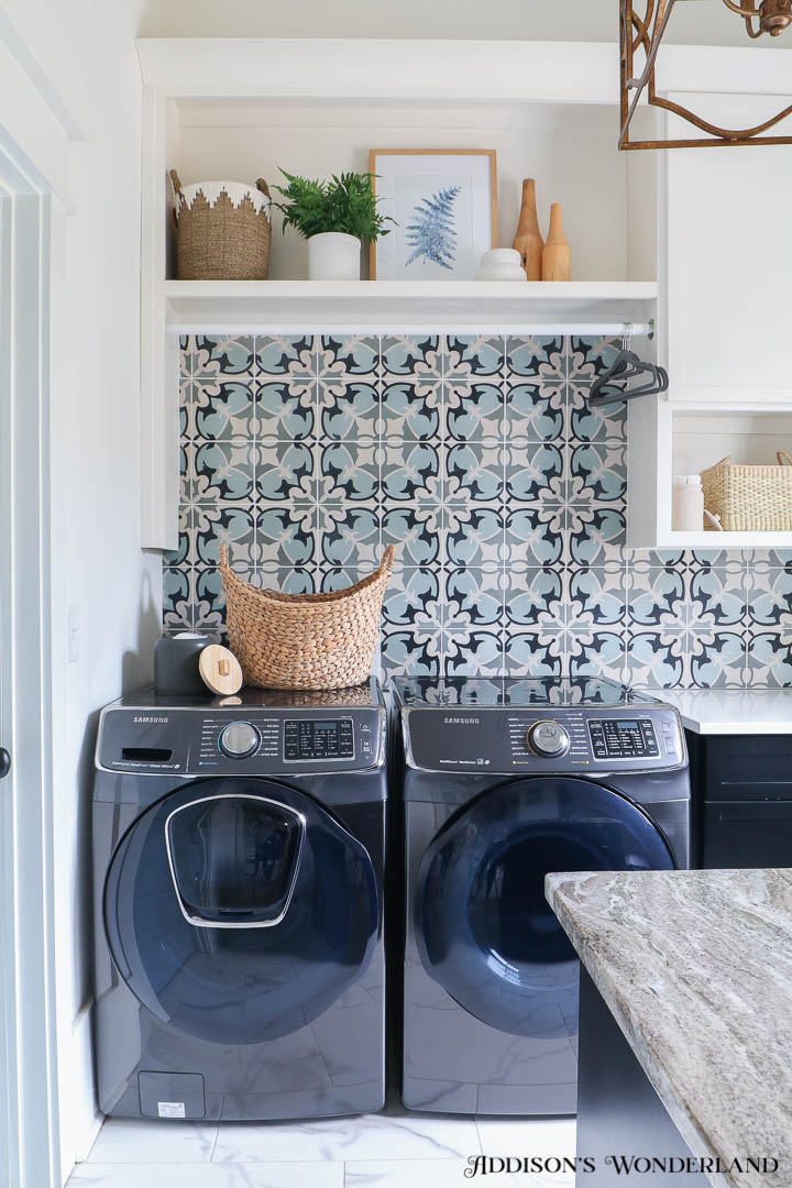 My White, Black & Patterned Tile Laundry Room is Finally Complete ...