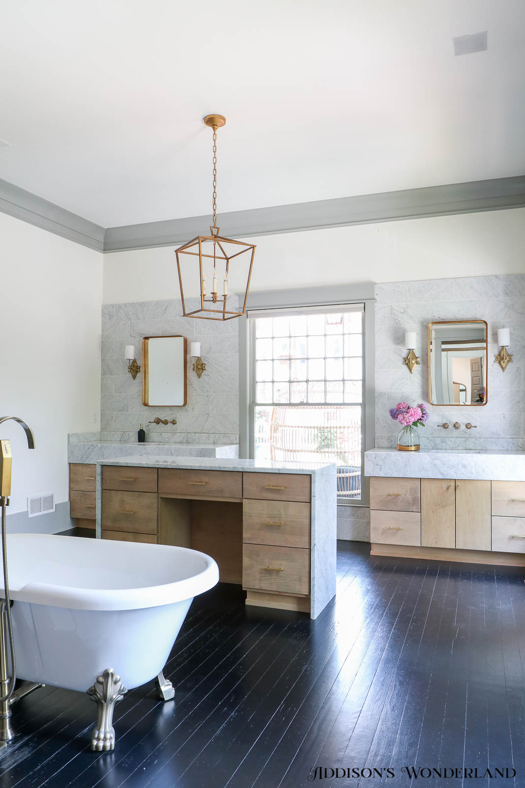 Changing Things Up in Our Main Bathroom with Lamp Room Gray Trim ...