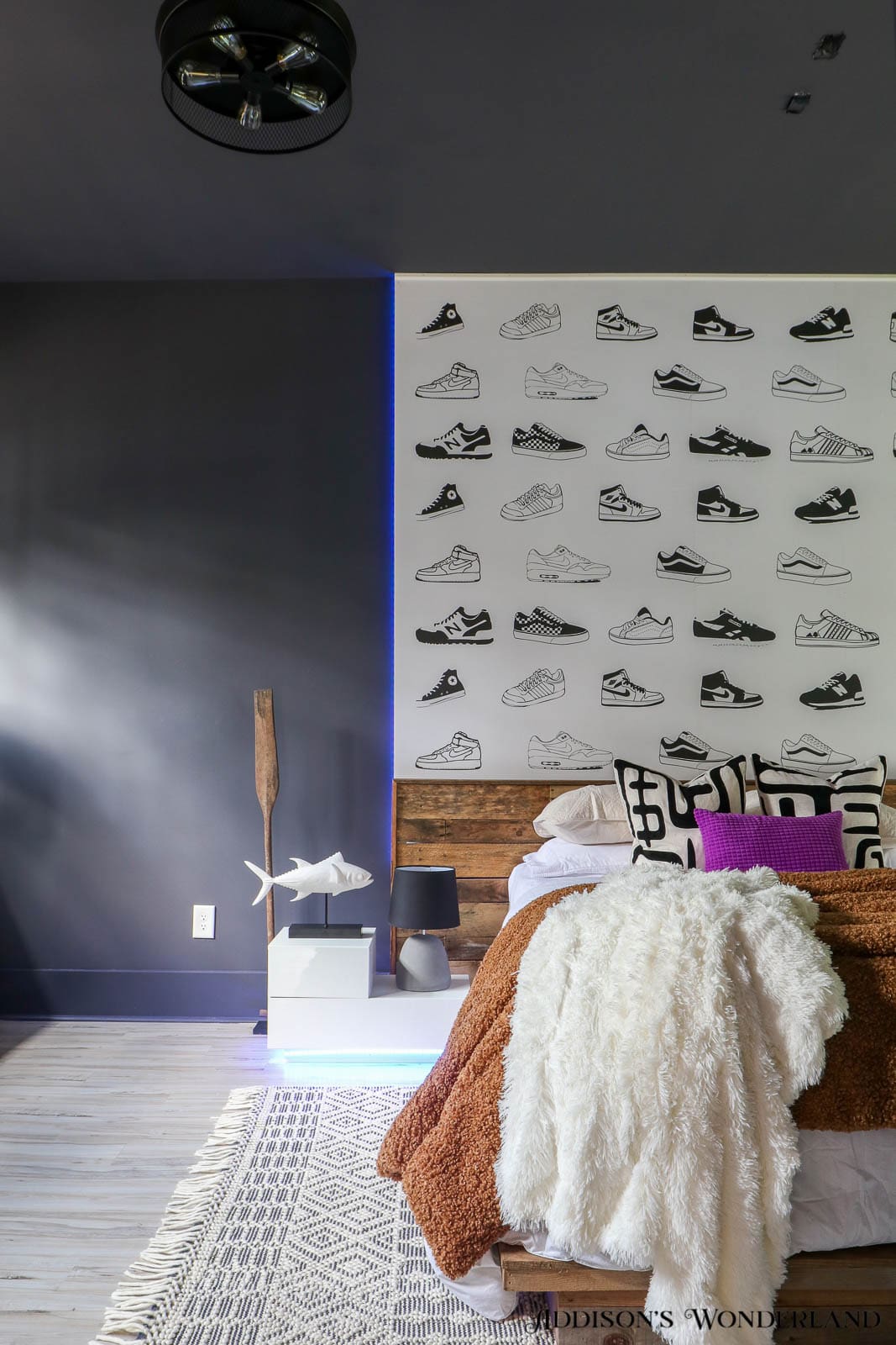 The Reveal of Our Second Teen Boy’s Bedroom… Sneakers, LED Lights and ...