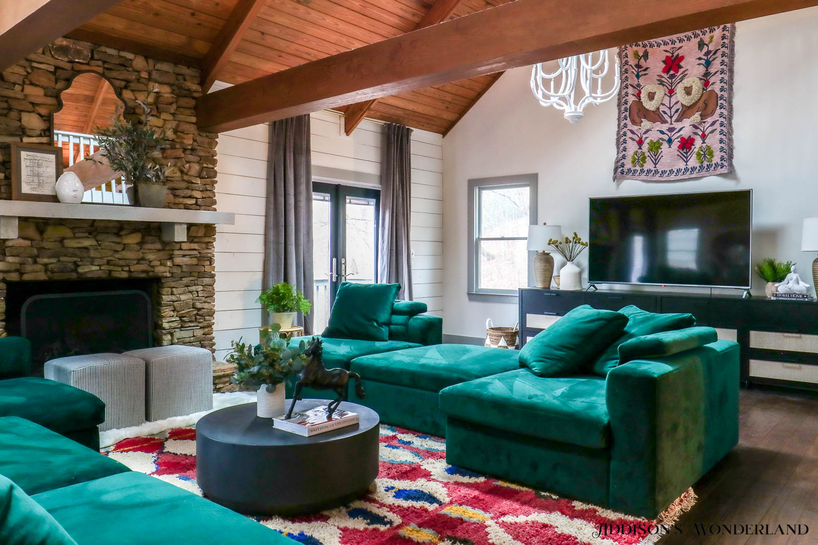 Our Rustic, Chic & Of Course COLORFUL Cabin Living Room Reveal ...